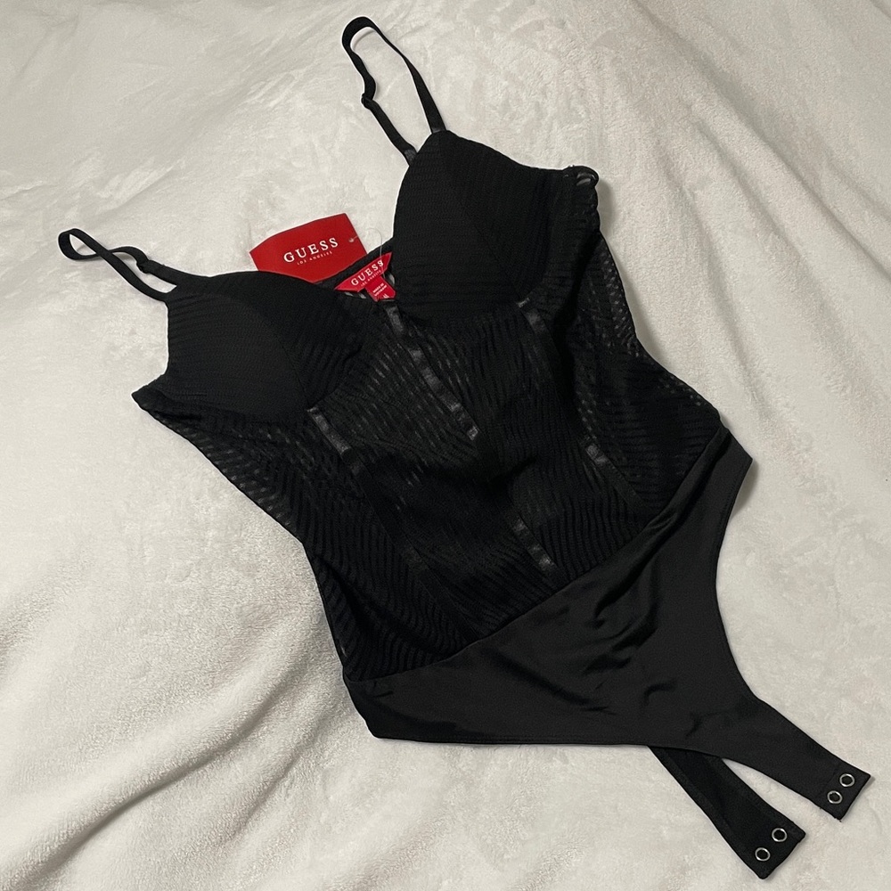 Guess Black Mesh Bodysuit